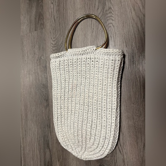 Derek Lam gray Knit Bucket Style Bag purse gold tone metal handles “Rare Find” - Picture 3 of 6